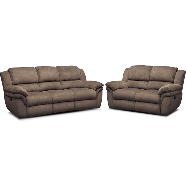 Living Room Furniture - Aldo Manual Reclining Sofa and Loveseat Set