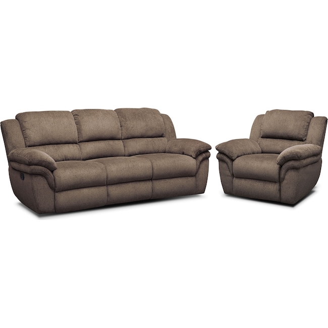 Living Room Furniture - Aldo Manual Reclining Sofa and Recliner Set