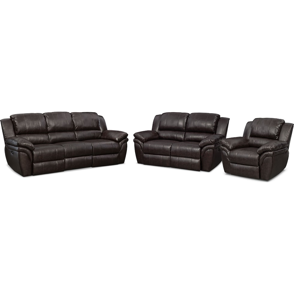 aldo dark brown  pc power reclining living room   