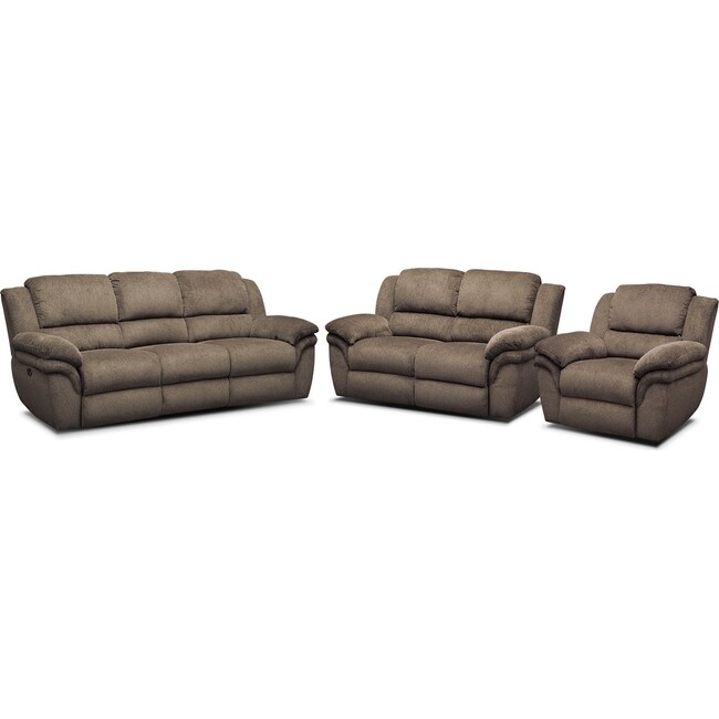 Living Room Furniture - Aldo Power Reclining Sofa, Loveseat and Recliner