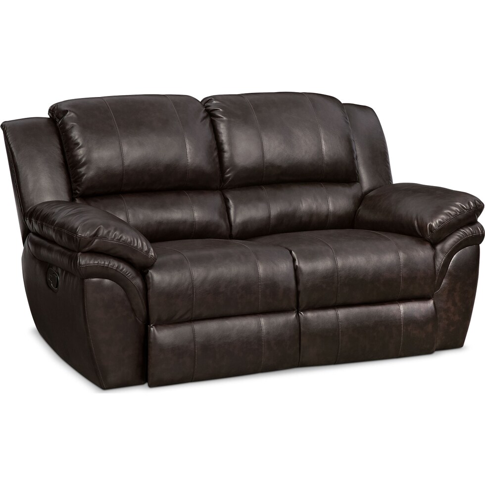 aldo dark brown manual reclining loveseat   