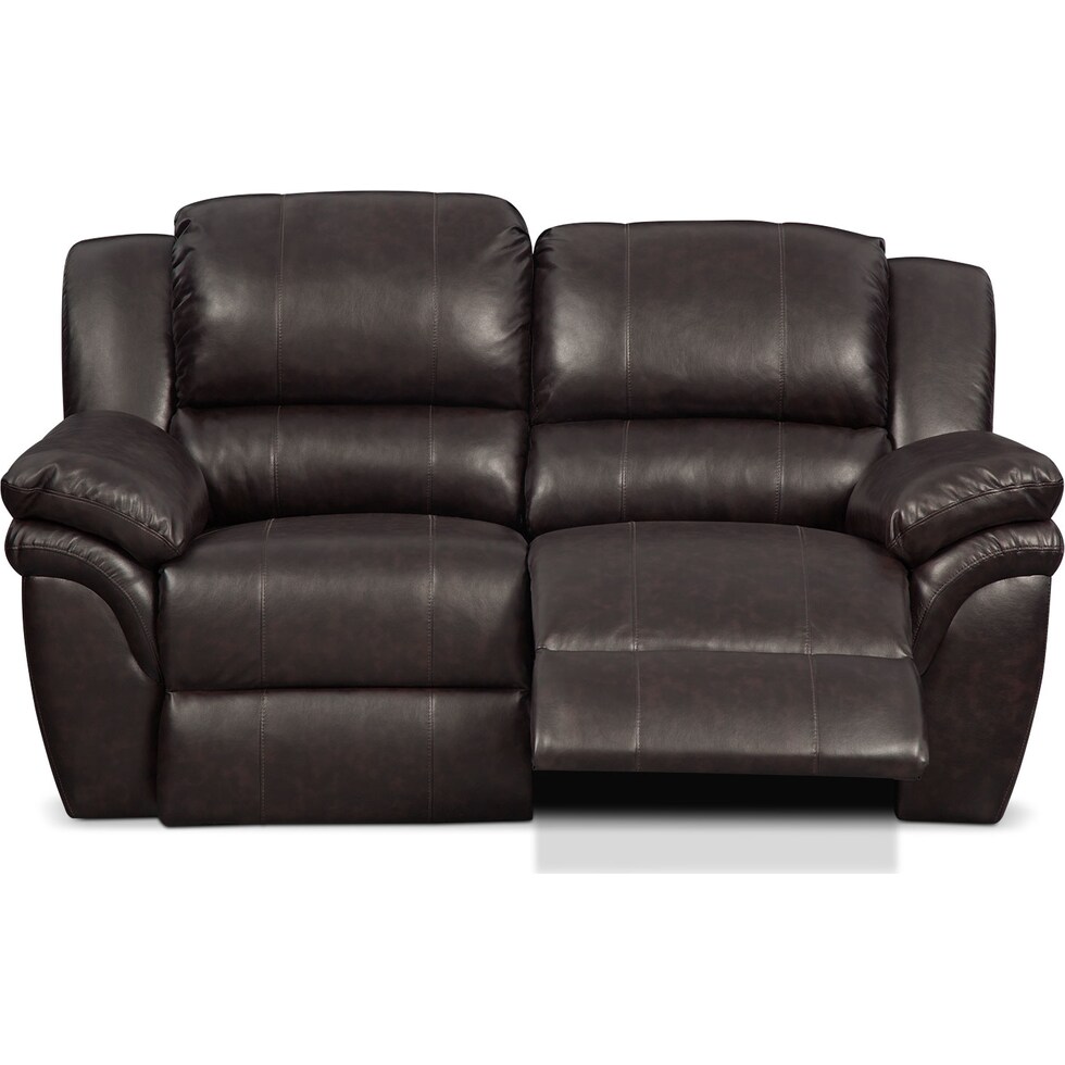 aldo dark brown manual reclining loveseat   