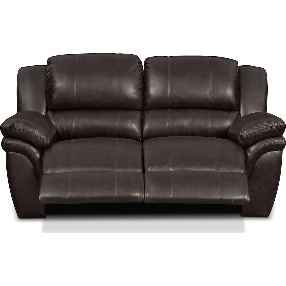aldo dark brown manual reclining loveseat   