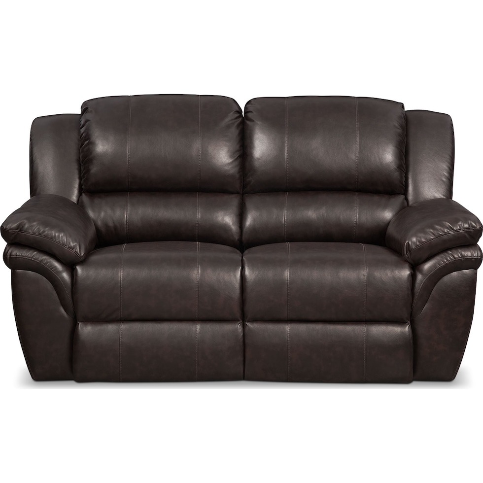 aldo dark brown manual reclining loveseat   