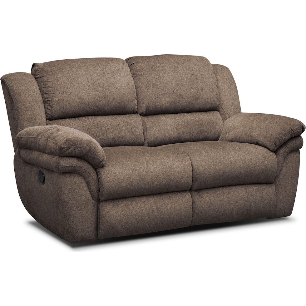 aldo dark brown manual reclining loveseat   