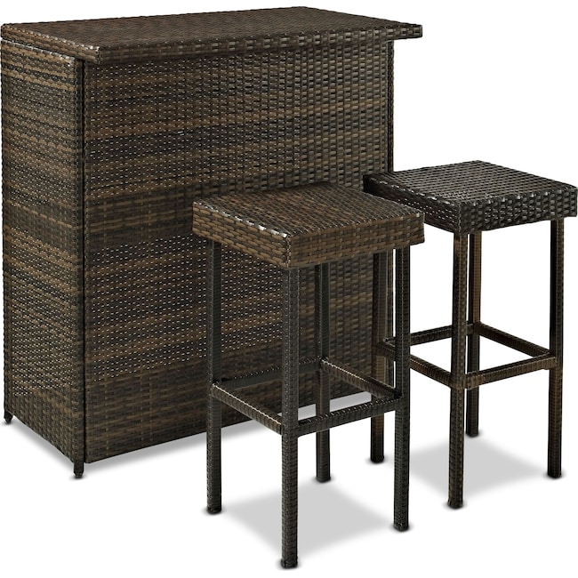 Outdoor Furniture - Aldo Outdoor Bar and 2 Stools