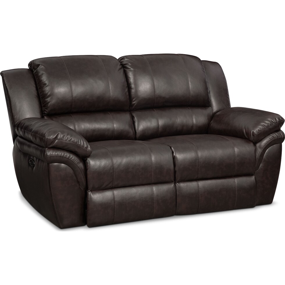 aldo dark brown power reclining loveseat   