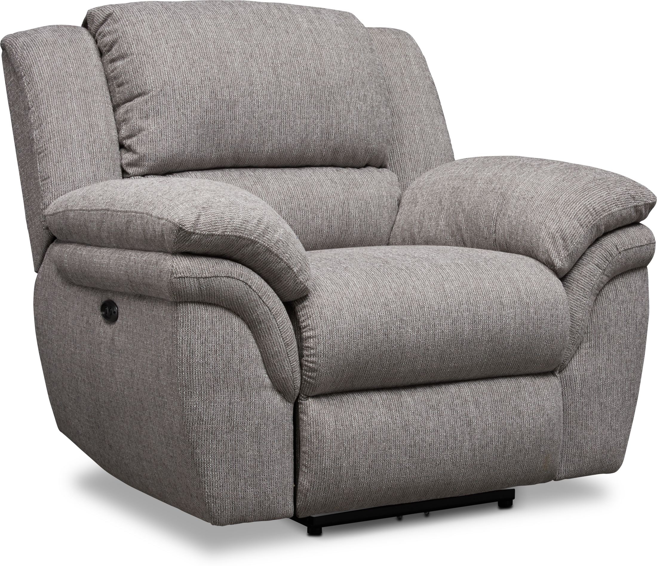 Aldo Power Reclining Sofa Power Recliner and Stationary Loveseat Gray American Signature Furniture