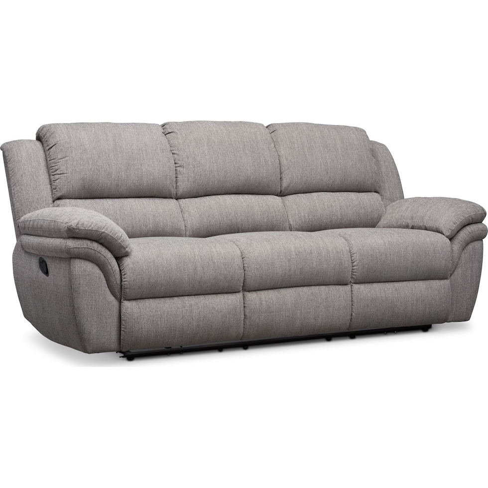 aldo gray manual reclining sofa   