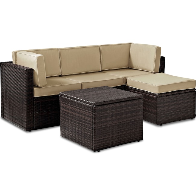 Outdoor Furniture - Aldo Outdoor Sofa, Ottoman, and Coffee Table Set