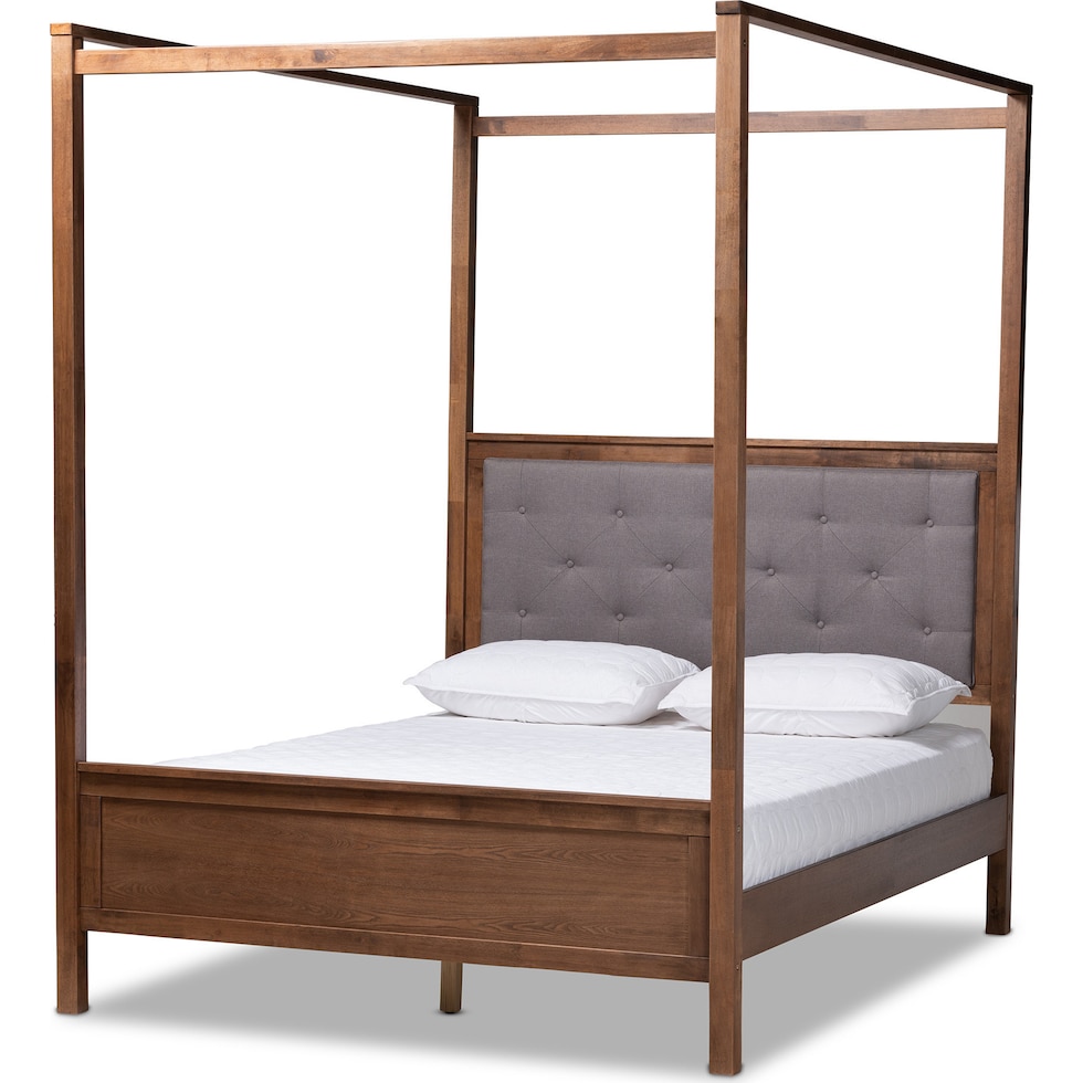 alejandra gray walnut queen bed   