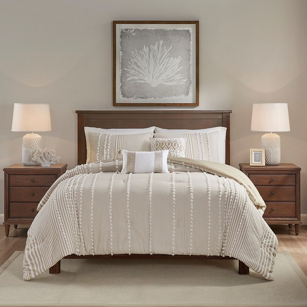 alexis light brown full queen bedding set   