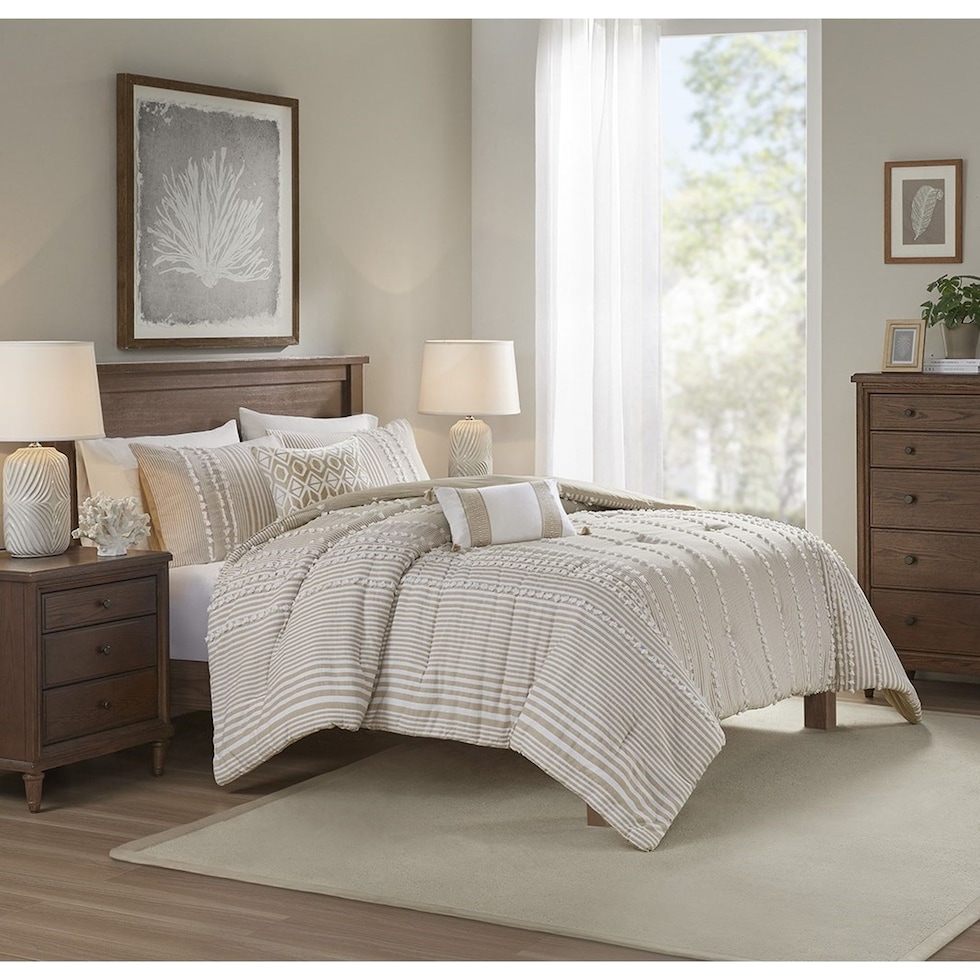 alexis light brown king bedding set   