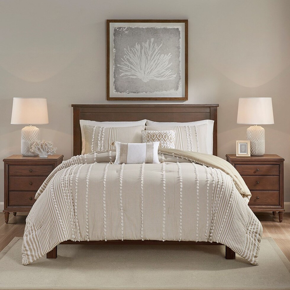 alexis light brown king bedding set   