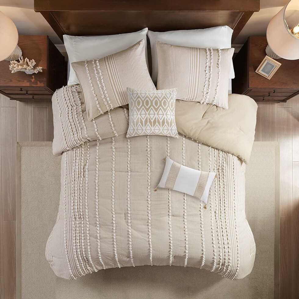 alexis light brown king bedding set   