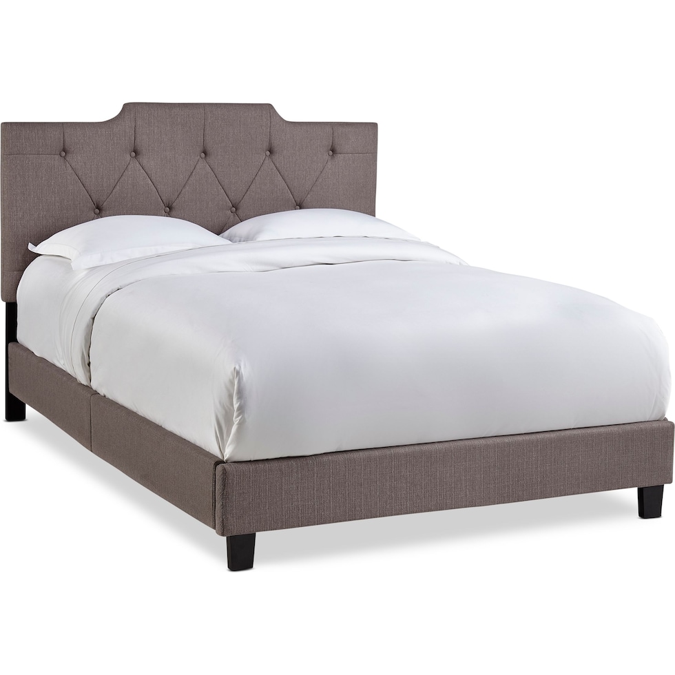 alexis light brown queen upholstered bed   