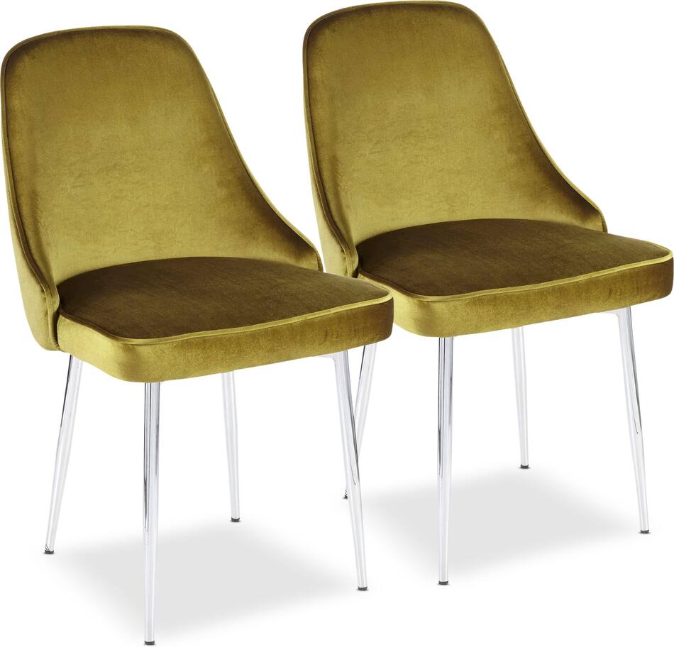 Ali Set of 2 Dining Chairs Green Velvet/Chrome American Signature