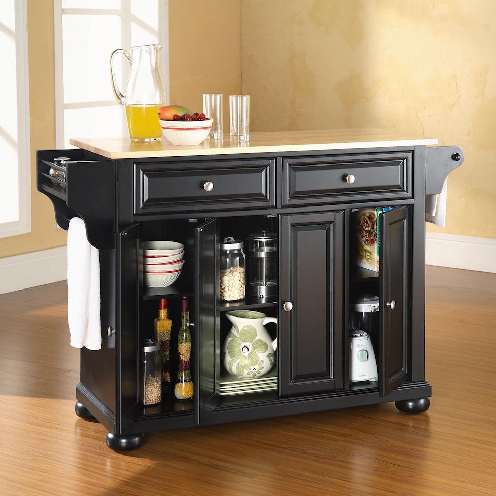 alina black kitchen island   