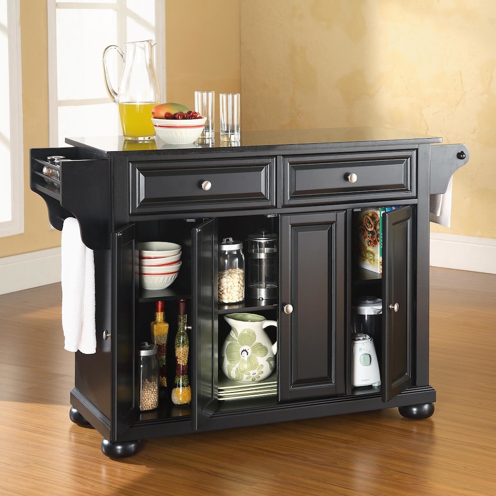 alina black kitchen island   