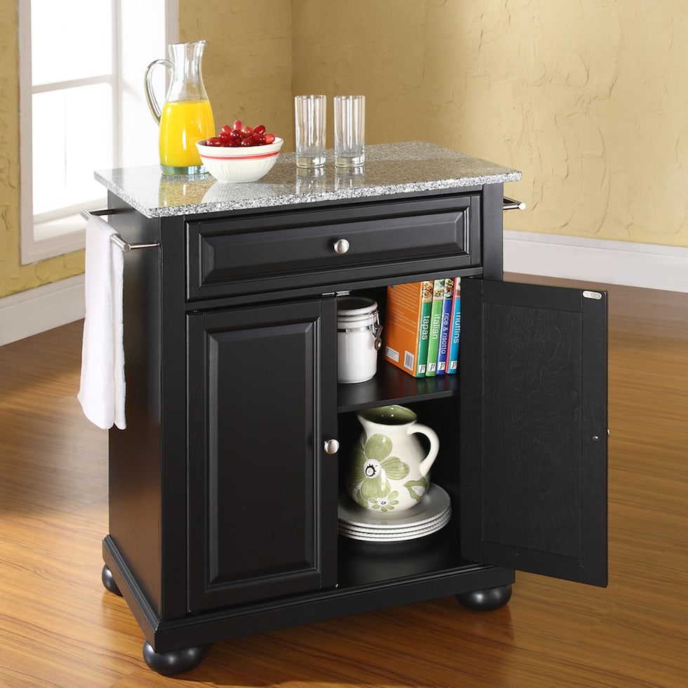 alina black kitchen island   
