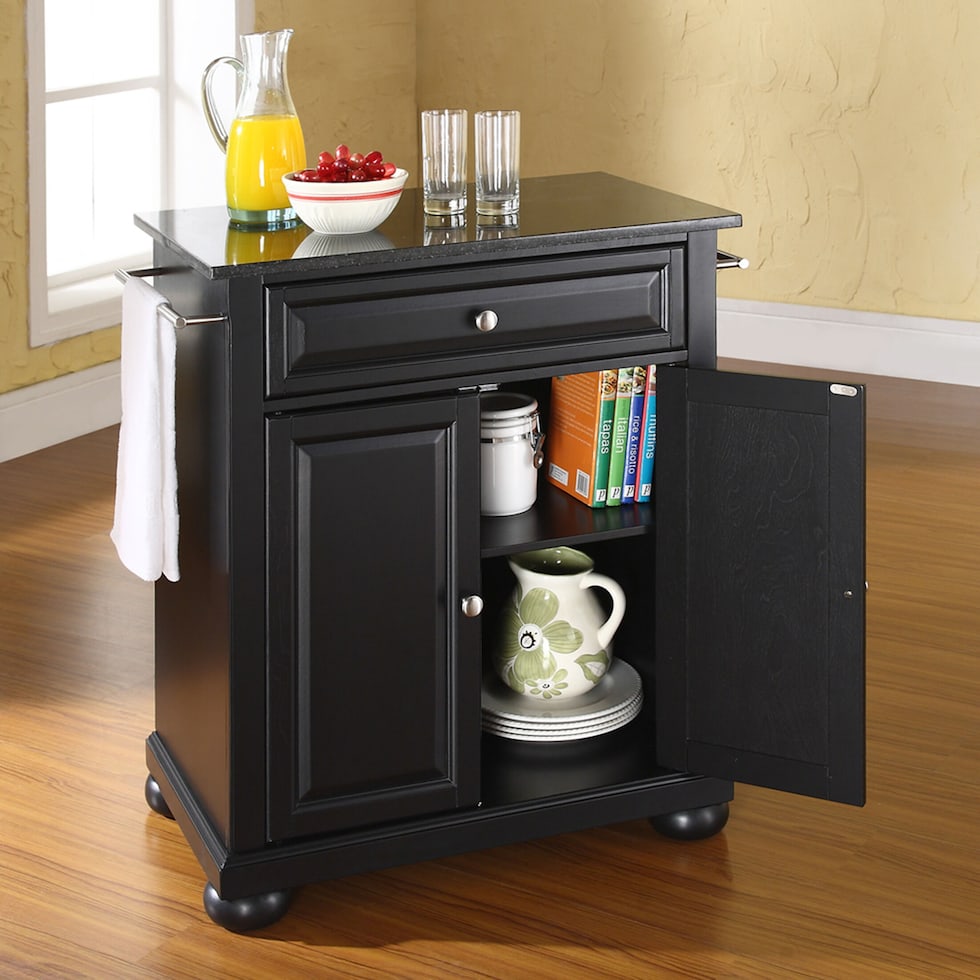 alina black kitchen island   