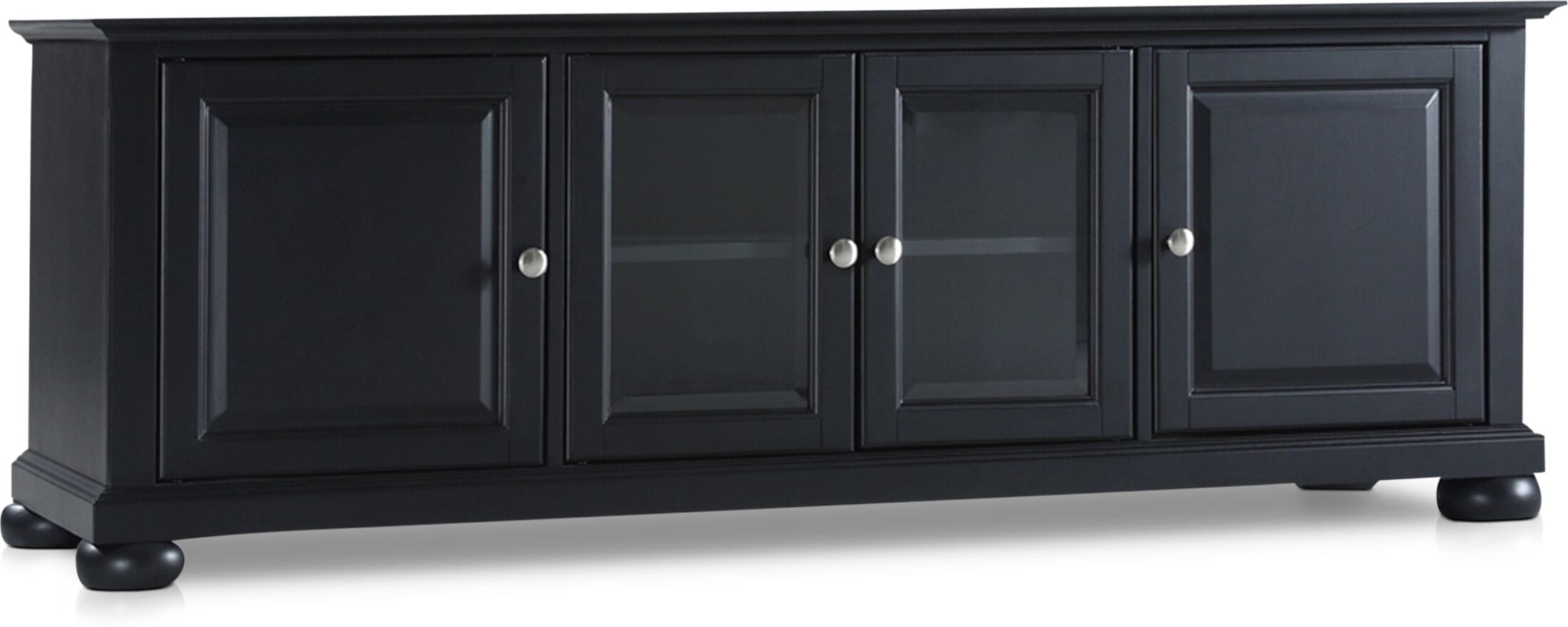 Alina 60” Glass Door TV Stand - Black | American Signature Furniture