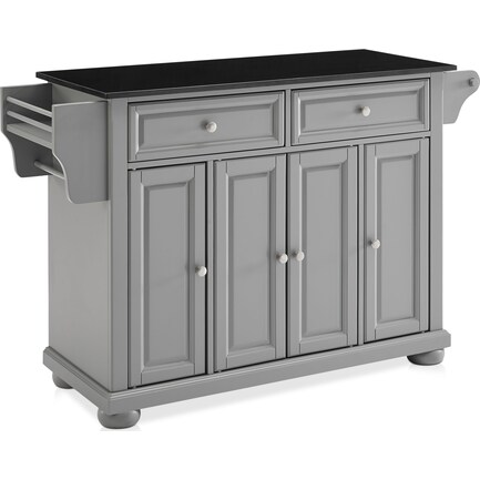 Alina Kitchen Island - Gray/Black Granite Top