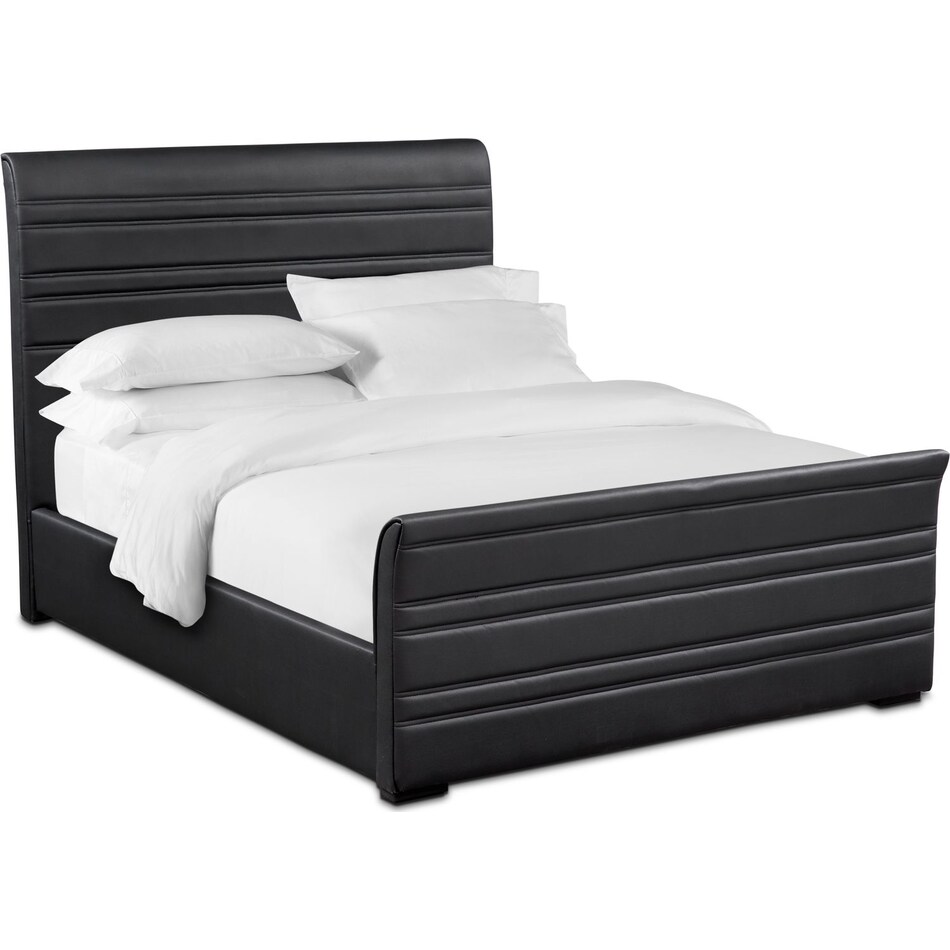 allori black queen upholstered bed   