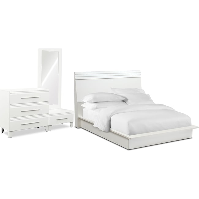 Bedroom Furniture - Allori 5-Piece Panel Bedroom Set with Chest and Dressing Mirror