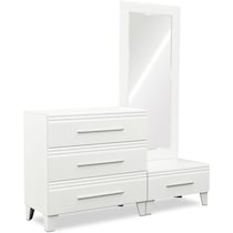 allori white dresser & mirror w chest   
