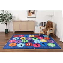 alphabet blue area rug  x    