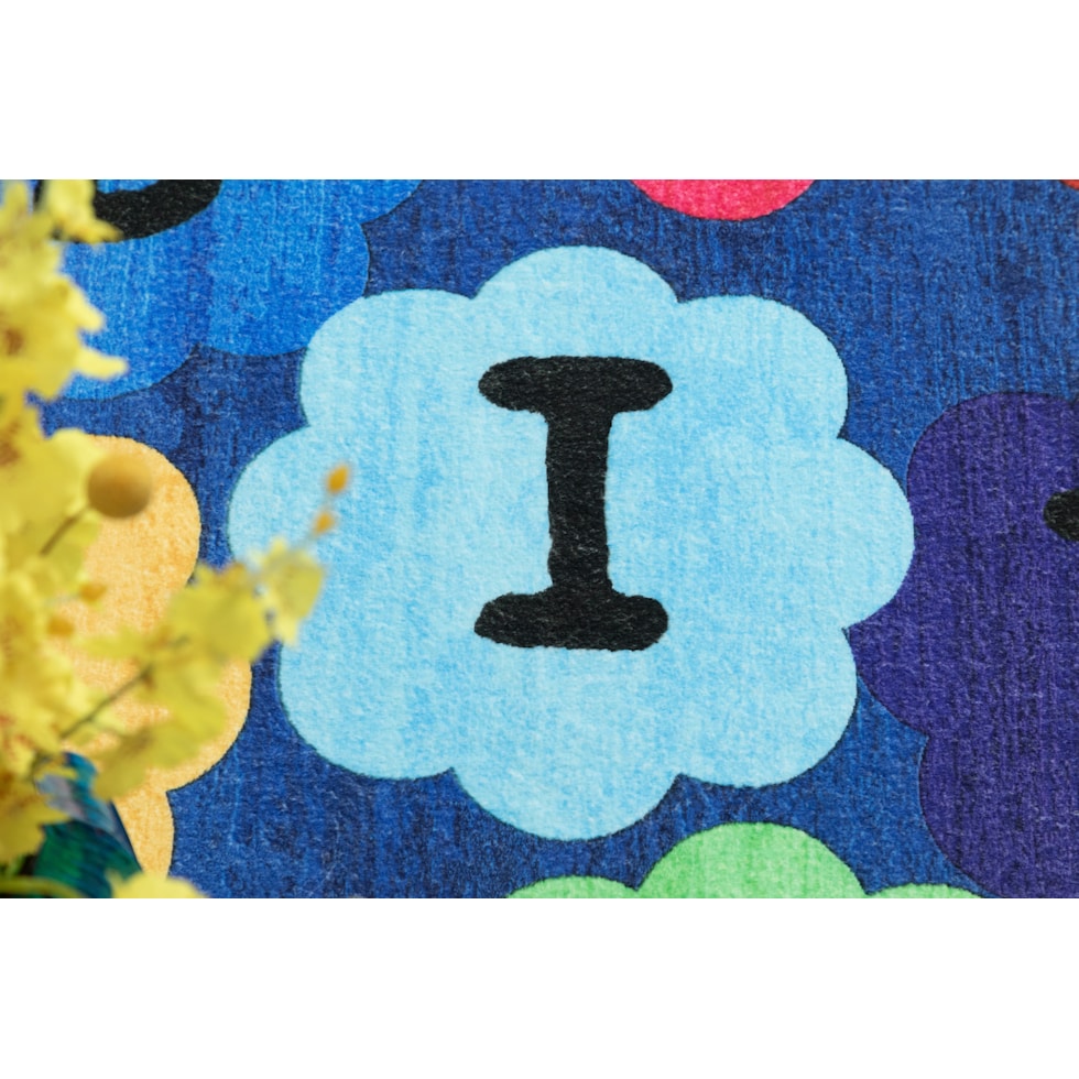 alphabet blue area rug  x    