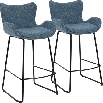 Amalia Set of 2 Counter-Height Stools - Blue