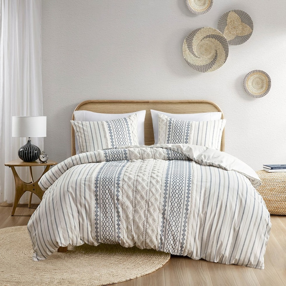 amari blue white full queen bedding set   