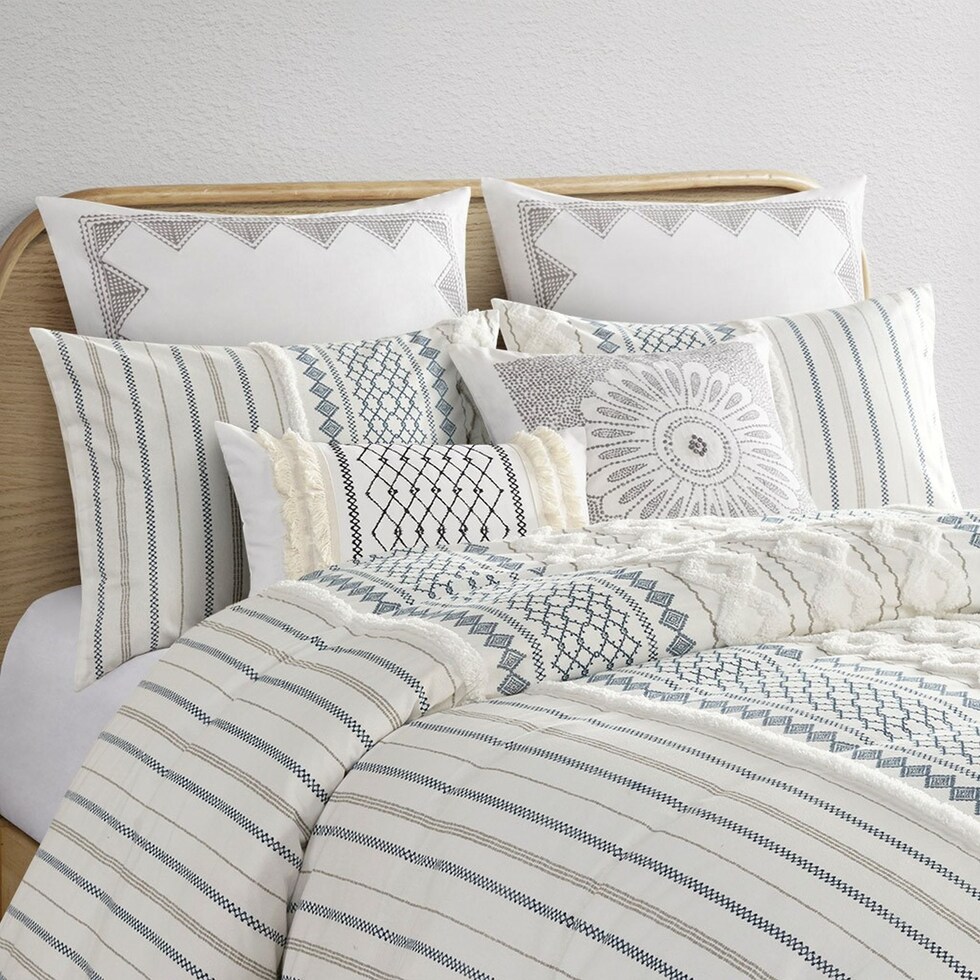 amari blue white full queen bedding set   