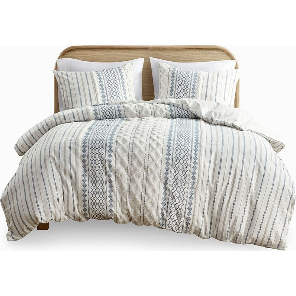 amari blue white king california king bedding set   