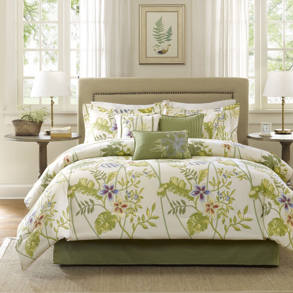 ambrosia green full queen bedding set   