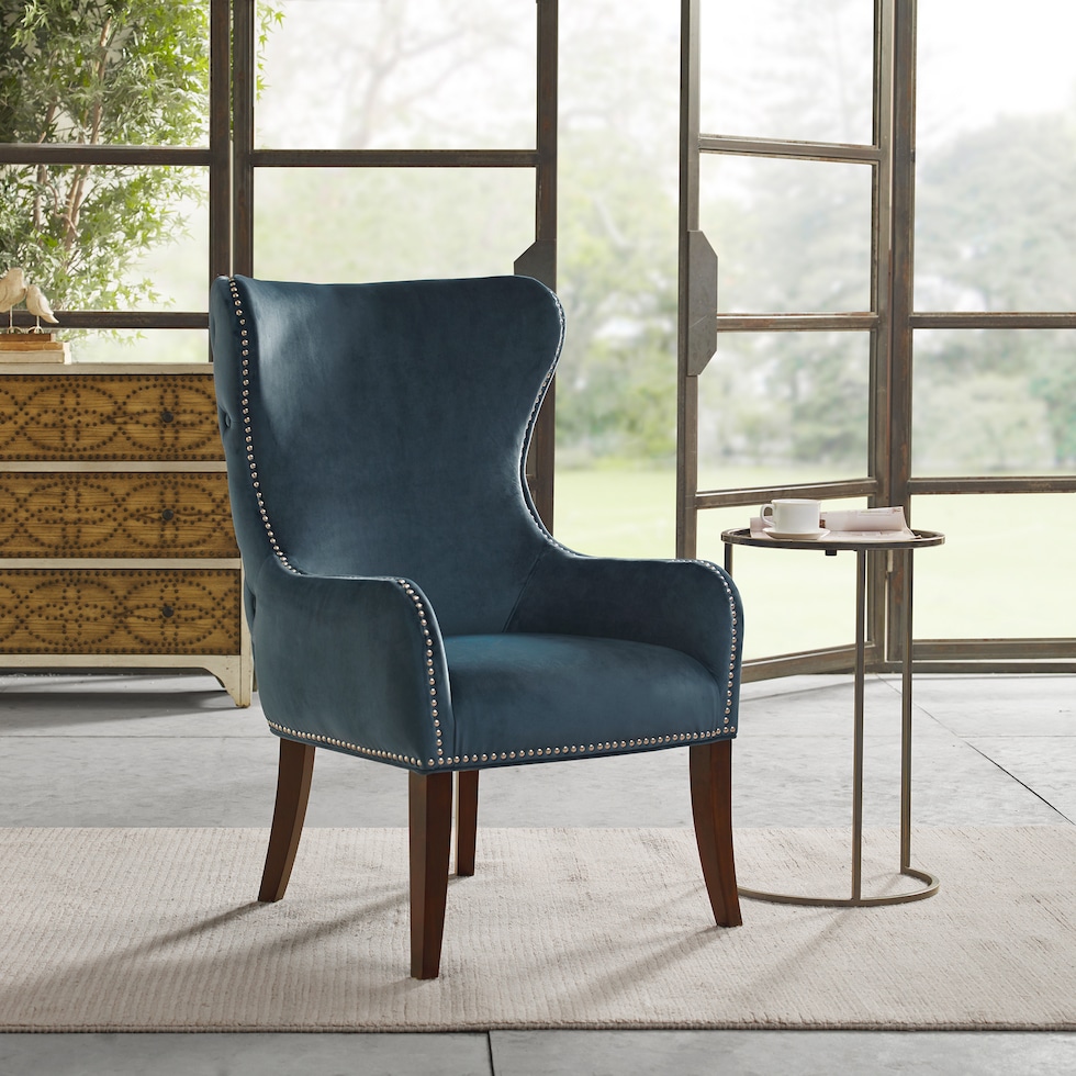 amenadiel blue accent chair   