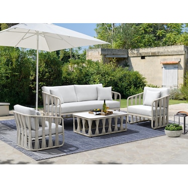 Amherst Outdoor Sofa,  2 Lounge Chairs and Coffee Table