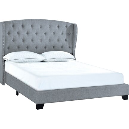 Amina Upholstered King Bed - Smoke