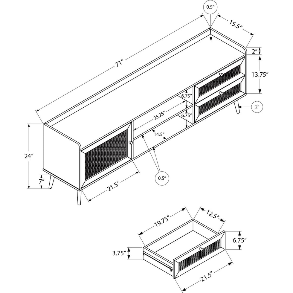 amirah walnut tv stand   