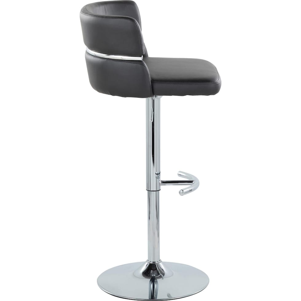 anabelle black vegan leather chrome bar stool   