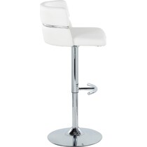 anabelle white vegan leather chrome bar stool   