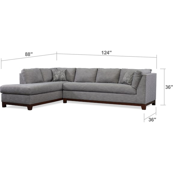 Living Room Furniture - Anderson 2-Piece Sectional with Chaise and Ottoman