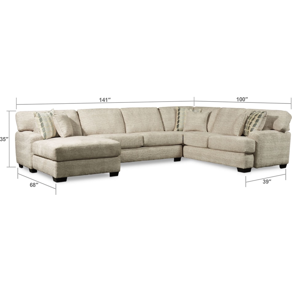 andi light brown  pc sectional and ottoman   