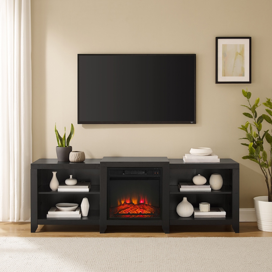 andie black entertainment wall unit   