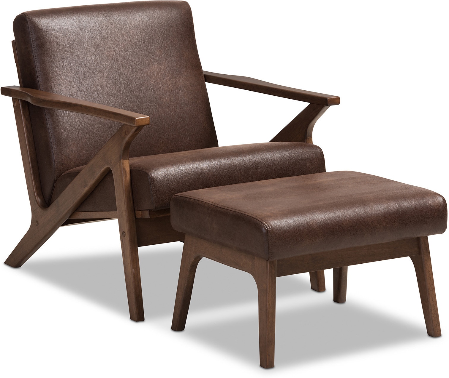 Andrea Accent Chair and Ottoman - Dark Brown/Walnut Brown