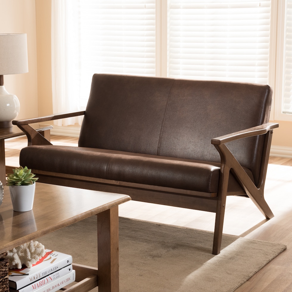 andrea dark brown loveseat   