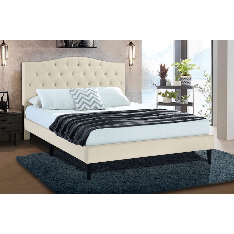 angela beige queen bed   