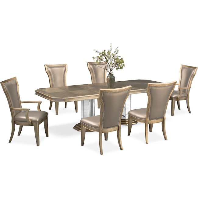 Dining Room Furniture - Angelina Dining Table, 2 Arm Chairs and 4 Dining Chairs